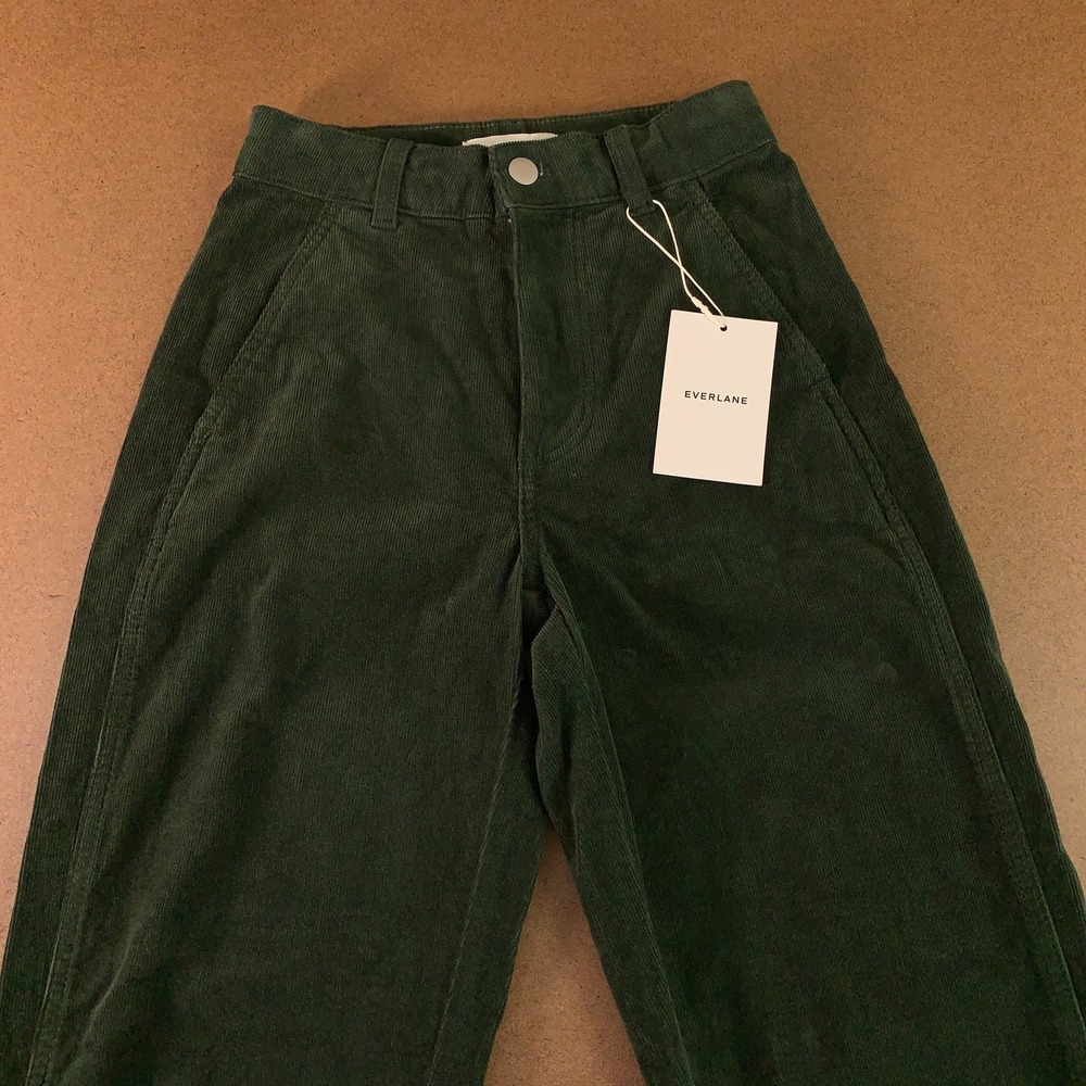 Everlane Womens 00 Dark Forest The Utility Barrel Corduroy Ankle Pants NWT - Picture 2 of 14